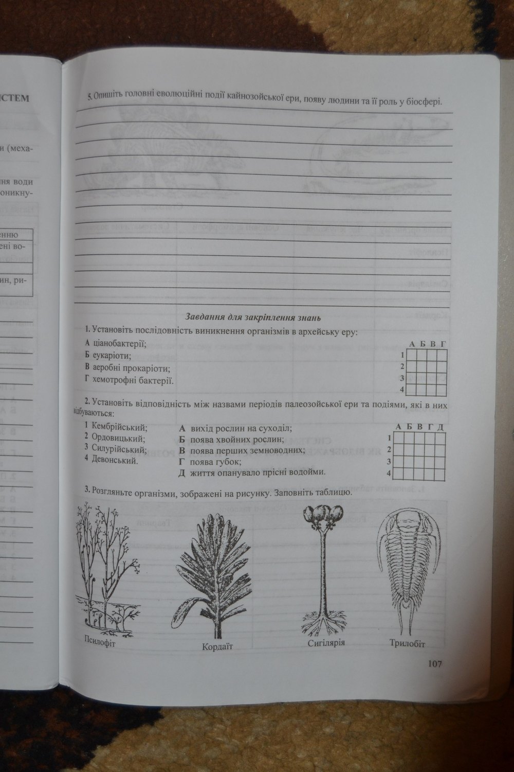 Робочий зошит з біології 11 клас. Дидактичні матеріали Вдовенко Л., Дзюба Н. Страница 107