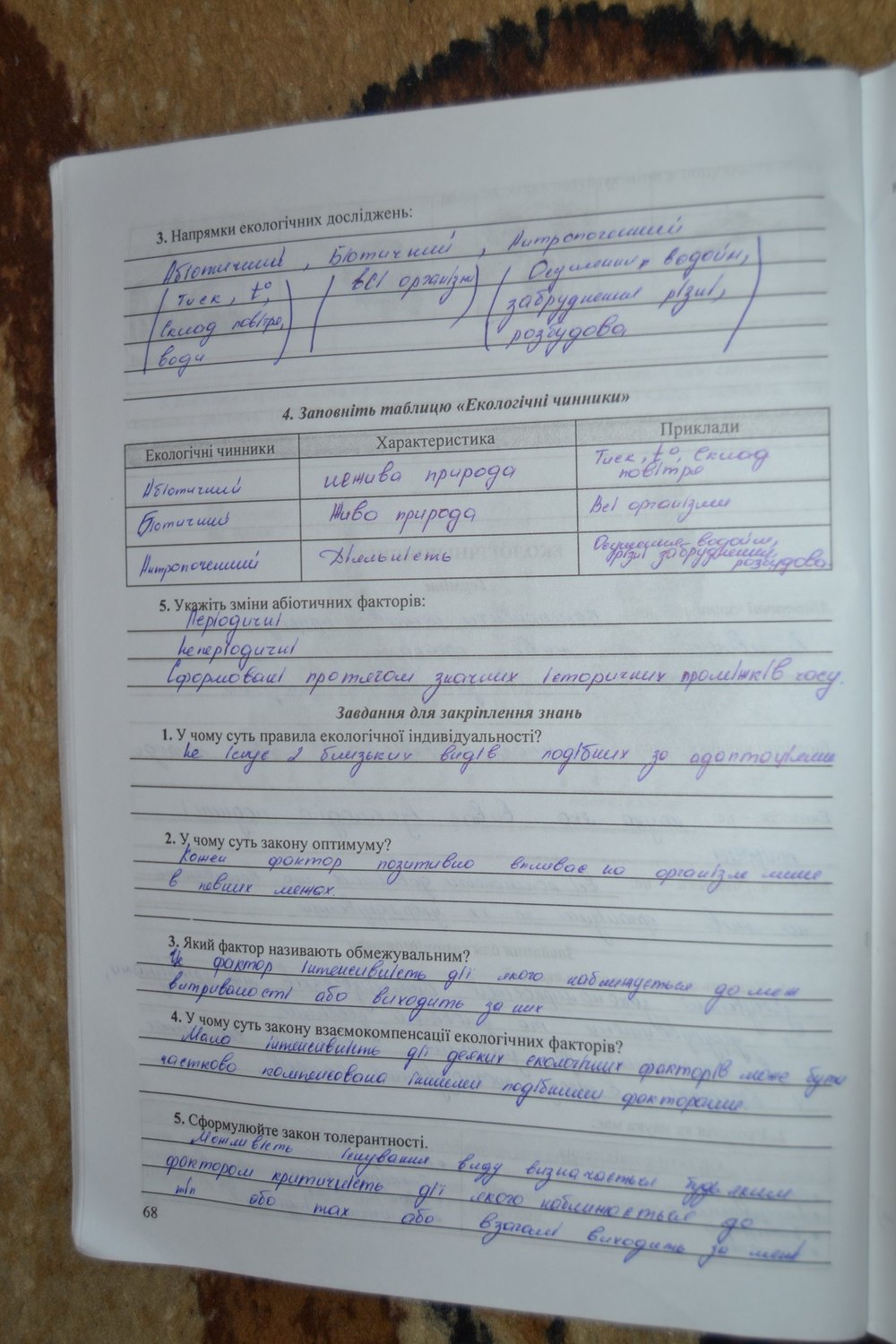 Робочий зошит з біології 11 клас. Дидактичні матеріали Вдовенко Л., Дзюба Н. Страница 68