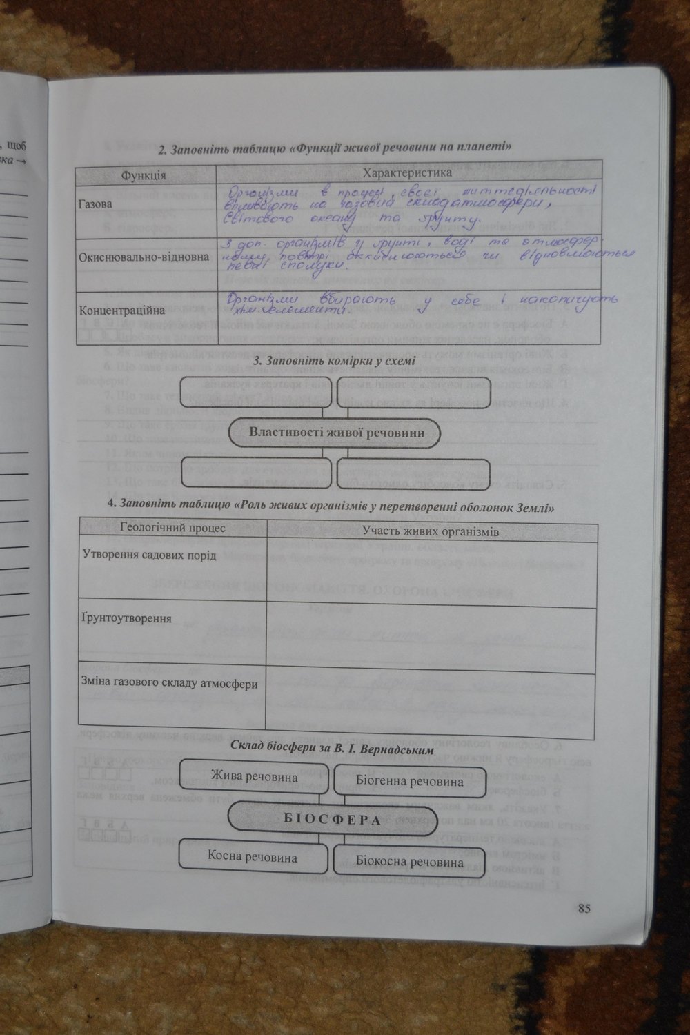 Робочий зошит з біології 11 клас. Дидактичні матеріали Вдовенко Л., Дзюба Н. Страница 85