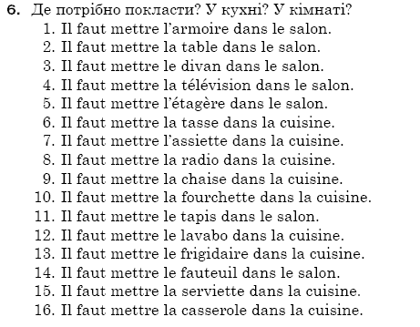 ГДЗ Французька мова, 5 клас А.Ф. Гергель, Н.М. Алауі Страница upr6