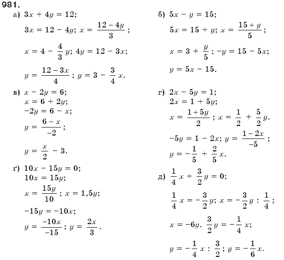 Алгебра 7 клас Бевз Г.П., Бевз В.Г. Задание 981