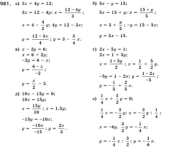 Алгебра 7 класс (для русских школ) Бевз Г.П., Бевз В.Г. Задание 981