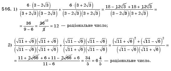 Алгебра 8 клас Мерзляк А., Полонський В., Якiр М. Задание 516