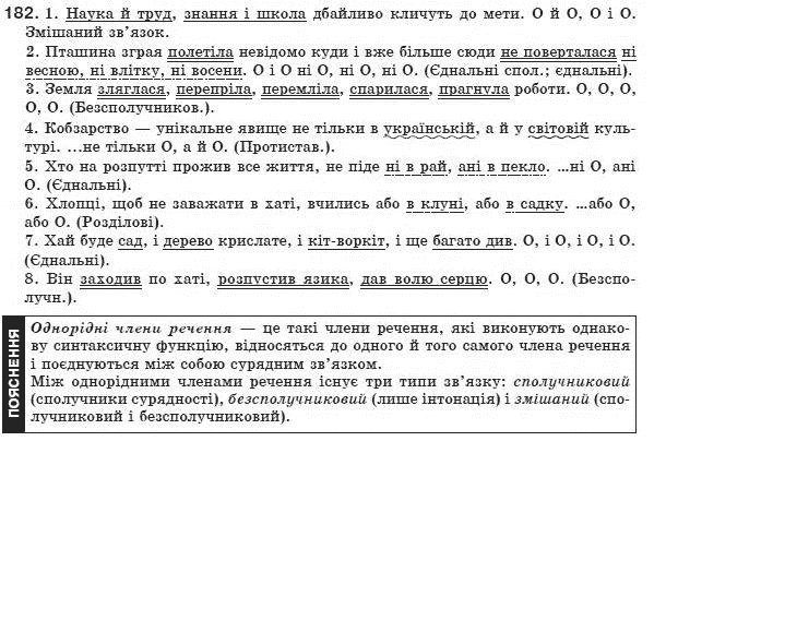 Українська мова 8 клас (для русских школ) О. Заболотний та ін. Задание 182