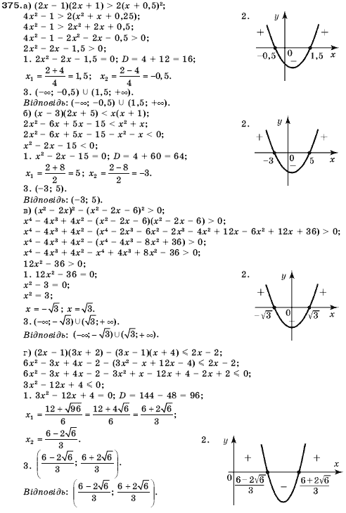 Алгебра 9 клас Кравчук В.Р., Янченко Г.М., Пiдручна М.В. Задание 375