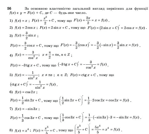 Алгебра і початки аналізу 11 клас Шкіль М.І., Слєпкань З.І., Дубинчук О.С. Задание 56