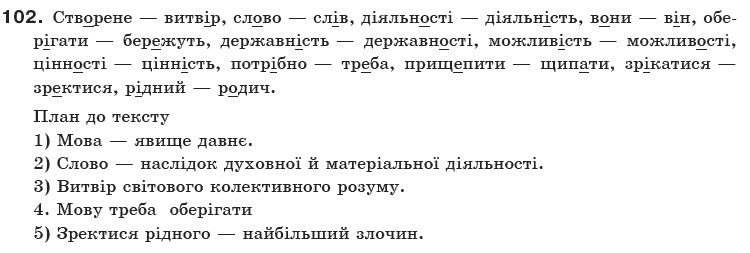 Українська мова 10 клас О.Б. Олiйник Задание 102