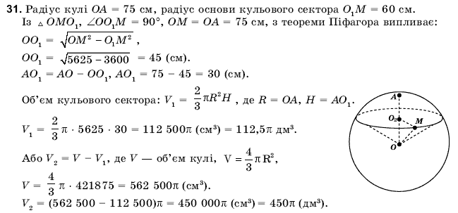Геометрiя 11 клас Погорєлов О.В. Задание 31