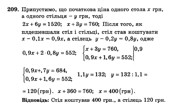 Алгебра. Збірник задач і завдань для тематичного оцінювання Мерзляк А.Г., Полонський В.Б., Рабінович Ю.М., Якір М.С. Вариант 209