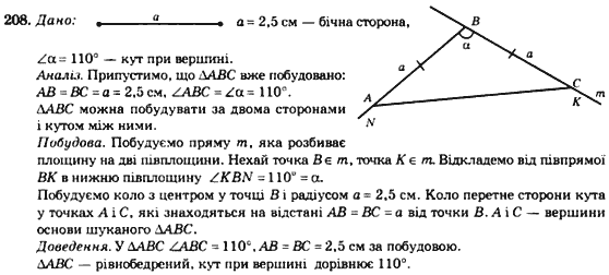 Геометрія 7 клас. Збірник задач і завдань для тематичного оцінювання Мерзляк А.Г., Полонський В.Б., Рабінович Ю.М., Якір М.С. Вариант 208