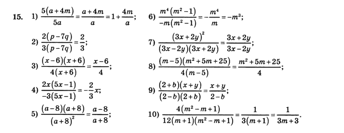 Алгебра 8 клас. Збірник Мерзляк А.Г., Полонський В.Б., Рабінович Ю.М., Якір М.С. Вариант 15
