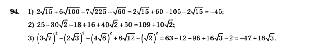Алгебра 8 клас. Збірник Мерзляк А.Г., Полонський В.Б., Рабінович Ю.М., Якір М.С. Вариант 94