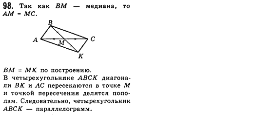 Геометрия 8 класс (для русских школ) Мерзляк А.Г., Полонский В.Б., Якир М.С. Задание 98