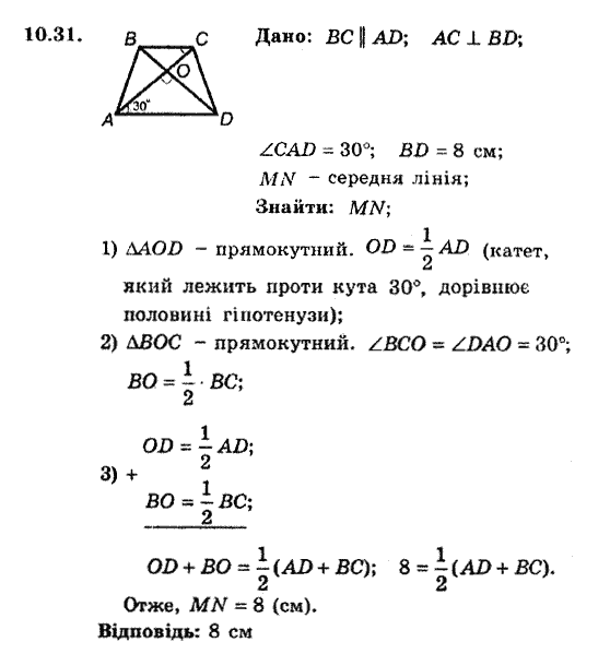 Геометрія 8. Для класів з поглибленним вивченням математики Мерзляк А.Г., Полонський В.Б., Якір М.С. Задание 1031