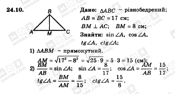 Геометрія 8. Для класів з поглибленним вивченням математики Мерзляк А.Г., Полонський В.Б., Якір М.С. Задание 2410