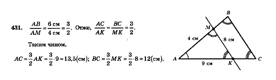 Геометрія 8 клас Мерзляк А.Г., Полонський В.Б., Якір М.С. Задание 431