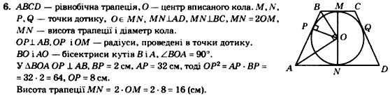 Геометрія 8 клас. Збірник Мерзляк А.Г., Полонський В.Б.,  Рабінович Ю.М., Якір М.С. Вариант 6