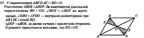 Геометрія 8 клас. Збірник Мерзляк А.Г., Полонський В.Б.,  Рабінович Ю.М., Якір М.С. Вариант 17