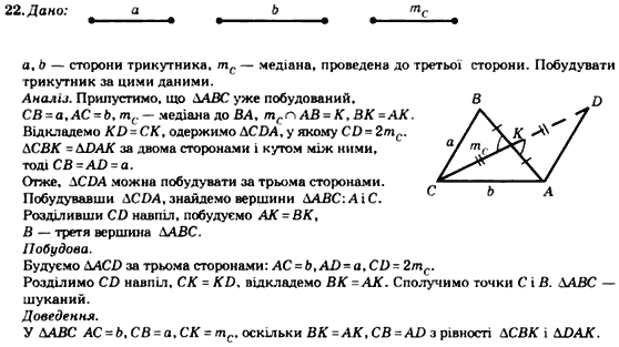 Геометрія 8 клас. Збірник Мерзляк А.Г., Полонський В.Б.,  Рабінович Ю.М., Якір М.С. Вариант 22