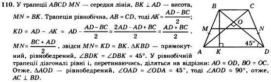 Геометрія 8 клас. Збірник Мерзляк А.Г., Полонський В.Б.,  Рабінович Ю.М., Якір М.С. Вариант 110