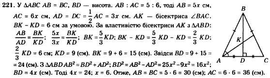 Геометрія 8 клас. Збірник Мерзляк А.Г., Полонський В.Б.,  Рабінович Ю.М., Якір М.С. Вариант 221