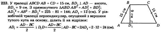 Геометрія 8 клас. Збірник Мерзляк А.Г., Полонський В.Б.,  Рабінович Ю.М., Якір М.С. Вариант 223