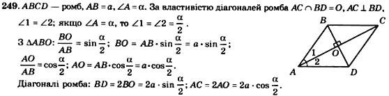 Геометрія 8 клас. Збірник Мерзляк А.Г., Полонський В.Б.,  Рабінович Ю.М., Якір М.С. Вариант 249