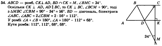 Геометрія 8 клас. Збірник Мерзляк А.Г., Полонський В.Б.,  Рабінович Ю.М., Якір М.С. Вариант 54