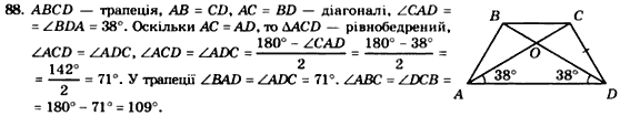 Геометрія 8 клас. Збірник Мерзляк А.Г., Полонський В.Б.,  Рабінович Ю.М., Якір М.С. Вариант 88