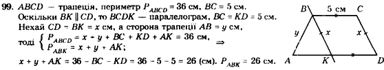 Геометрія 8 клас. Збірник Мерзляк А.Г., Полонський В.Б.,  Рабінович Ю.М., Якір М.С. Вариант 99