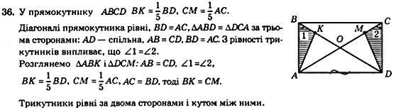 Геометрія 8 клас. Збірник Мерзляк А.Г., Полонський В.Б.,  Рабінович Ю.М., Якір М.С. Вариант 36