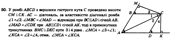 Геометрія 8 клас. Збірник Мерзляк А.Г., Полонський В.Б.,  Рабінович Ю.М., Якір М.С. Вариант 50