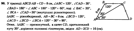 Геометрія 8 клас. Збірник Мерзляк А.Г., Полонський В.Б.,  Рабінович Ю.М., Якір М.С. Вариант 96