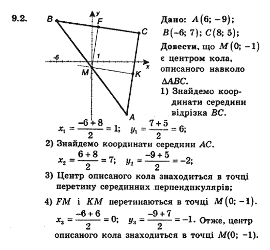 Геометрія 9 для класів з поглибленим вивченням математики Мерзляк А.Г., Полонський В.Б., Якір М.С. Задание 92