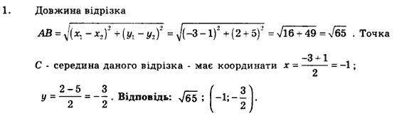 Геометрія 9 клас. Збірник задач і контрольних робіт Мерзляк А.Г., Полонський В.Б., Рабінович Ю.М., Якір М.С. Вариант 1