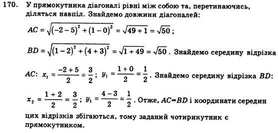 Геометрія 9 клас. Збірник задач і контрольних робіт Мерзляк А.Г., Полонський В.Б., Рабінович Ю.М., Якір М.С. Вариант 170