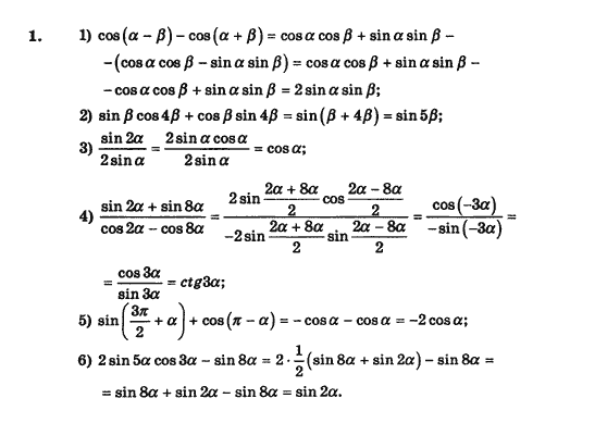 Алгебра і початки аналізу (збірник задач і контрольних робіт) Мерзляк А.Г., Полонський В.Б., Рабінович Ю.М., Якір М.С. Вариант 1
