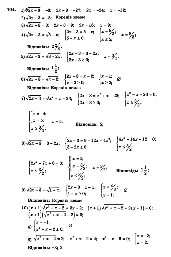 Алгебра і початки аналізу (збірник задач і контрольних робіт) Мерзляк А.Г., Полонський В.Б., Рабінович Ю.М., Якір М.С. Вариант 104