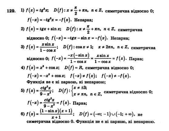 Алгебра і початки аналізу (збірник задач і контрольних робіт) Мерзляк А.Г., Полонський В.Б., Рабінович Ю.М., Якір М.С. Вариант 129