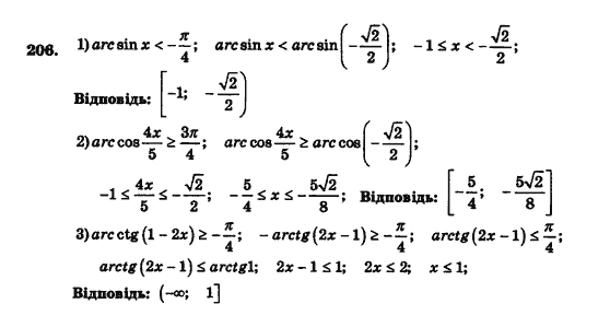 Алгебра і початки аналізу (збірник задач і контрольних робіт) Мерзляк А.Г., Полонський В.Б., Рабінович Ю.М., Якір М.С. Вариант 206