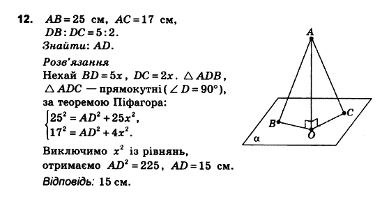 Геометрія 10 клас. Збірник задач і контрольних робіт з геометрії Мерзляк А.Г., Полонський В.Б., Рабінович Ю.М., Якір М.С. Вариант 12