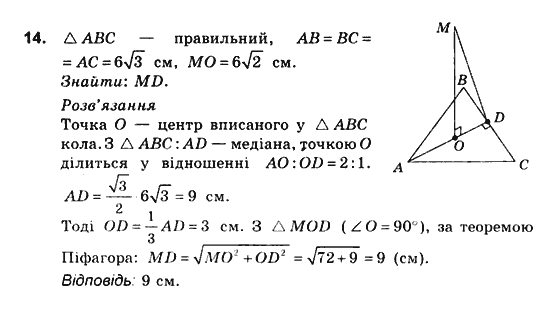 Геометрія 10 клас. Збірник задач і контрольних робіт з геометрії Мерзляк А.Г., Полонський В.Б., Рабінович Ю.М., Якір М.С. Вариант 14