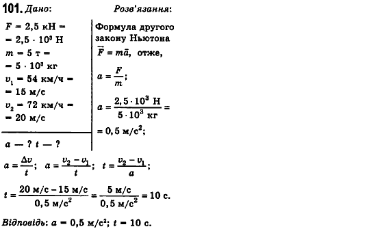 Фізика 10 клас (рівень стандарту) Сиротюк В.Д., Баштовий В.І. Задание 101