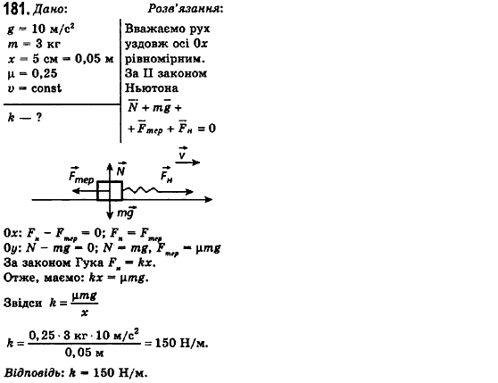 Фізика 10 клас (рівень стандарту) Сиротюк В.Д., Баштовий В.І. Задание 181