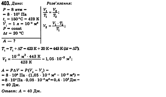 Фізика 10 клас (рівень стандарту) Сиротюк В.Д., Баштовий В.І. Задание 403