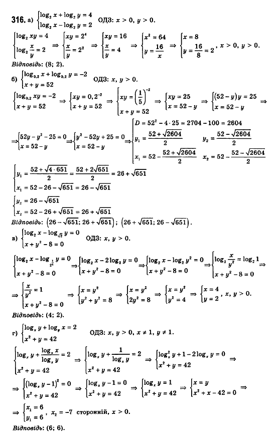 Математика (рівень стандарту) Бевз Г.П., Бевз В.Г., Владімірова Н.Г. Задание 316