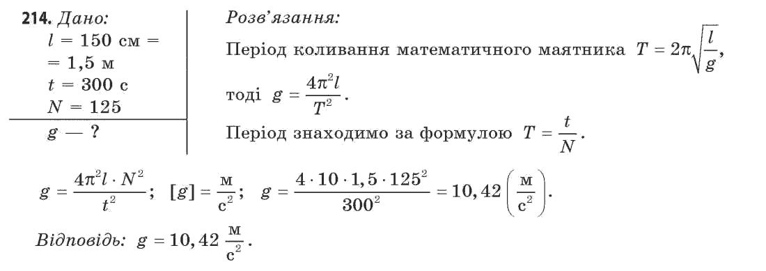 Фізика 11 клас (рівень стандарту) Сиротюк В.Д., Баштовий В.І. Задание 214