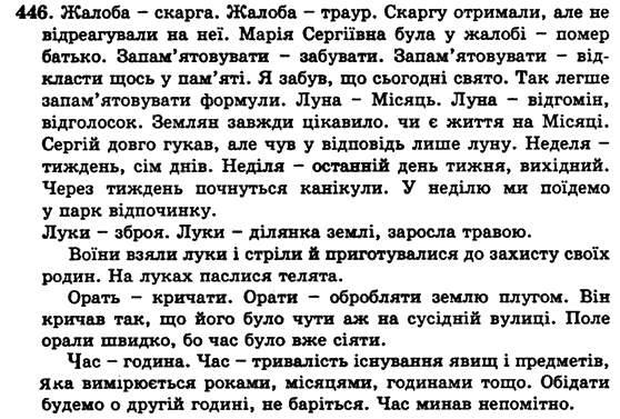 Українська мова 5 клас Н. Бондаренко, А. Ярмолюк Задание 446