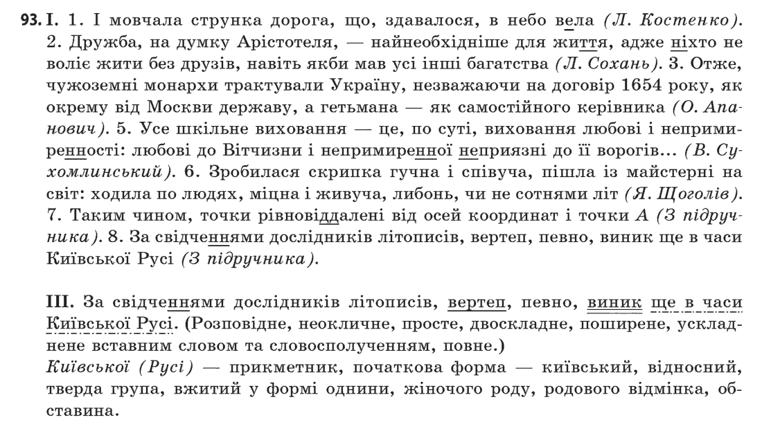 Українська мова 11 клас (рівень стандарту) О. В. Заболотний, В. В. Заболотний Задание 93