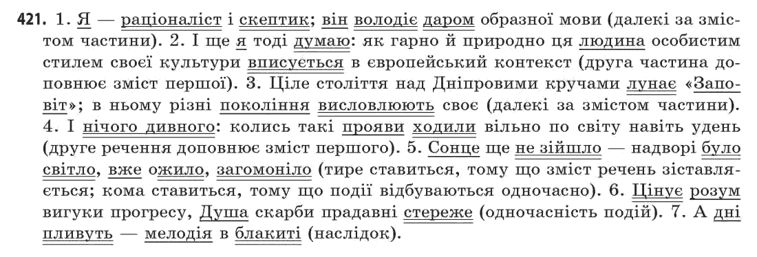 Українська мова 11 клас С.О. Караман, О.В. Караман, М.Я. Плющ Задание 421